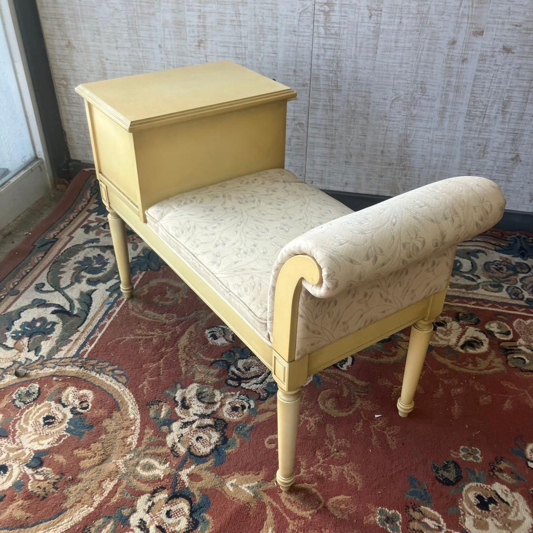 アンティーク ロココ様式 木製ベンチ 花柄アームチェア 一人掛けソファーテーブル