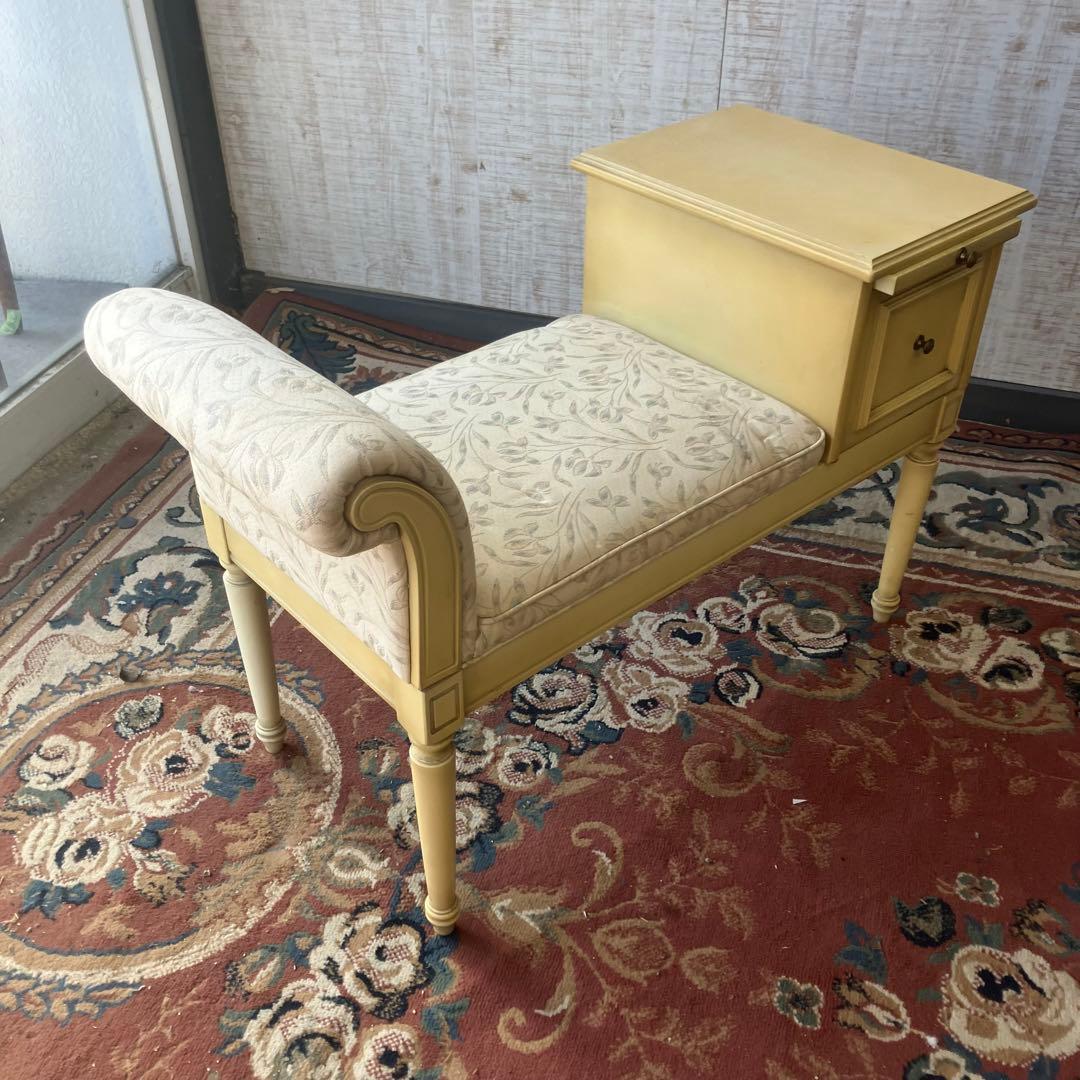 アンティーク ロココ様式 木製ベンチ 花柄アームチェア 一人掛けソファーテーブル