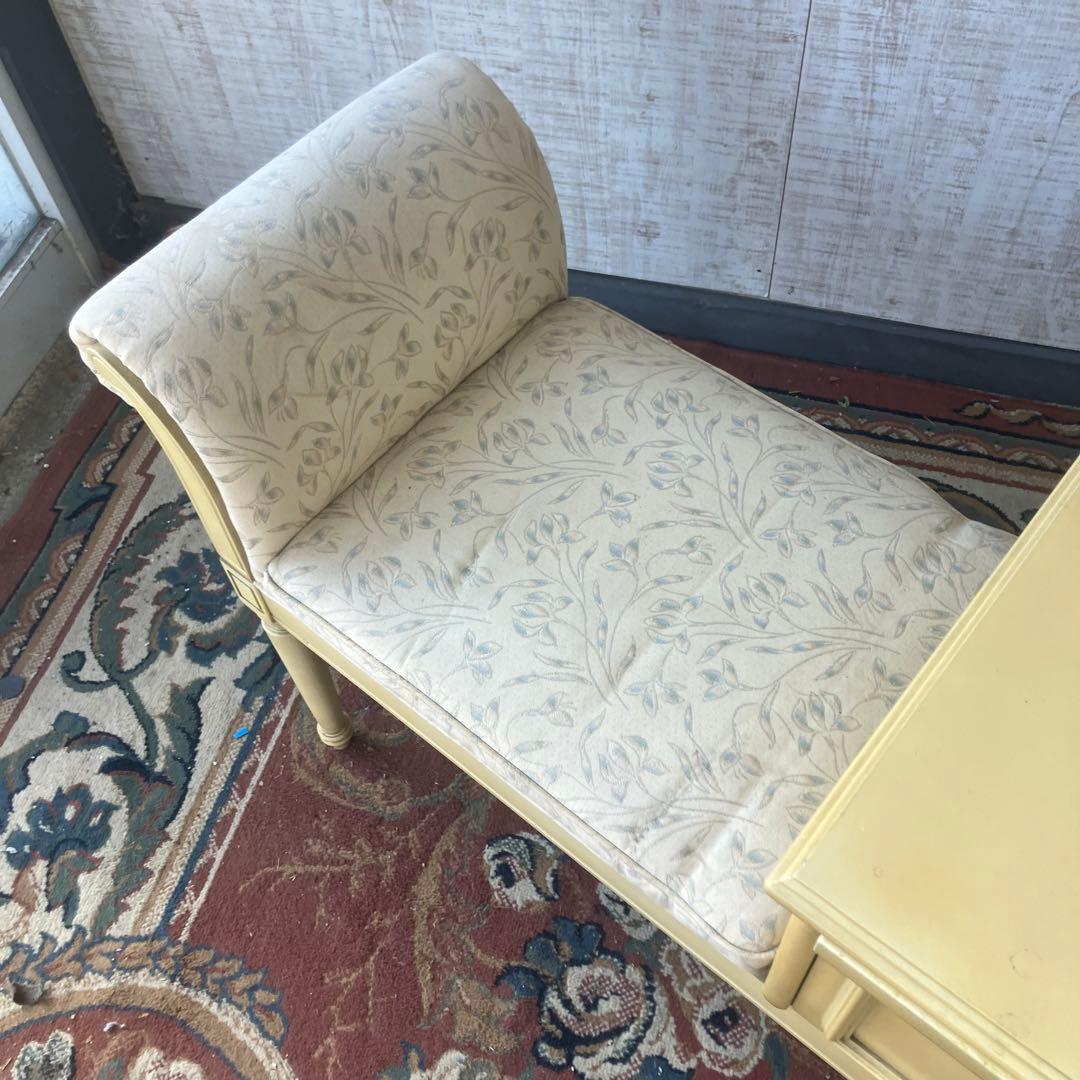 アンティーク ロココ様式 木製ベンチ 花柄アームチェア 一人掛けソファーテーブル