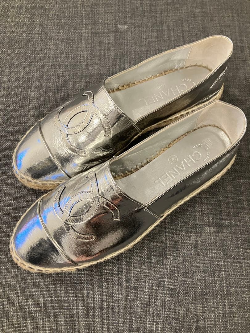 ロ*ー様 CHANEL エスパドリーユ 23.5cm シルバー 美品