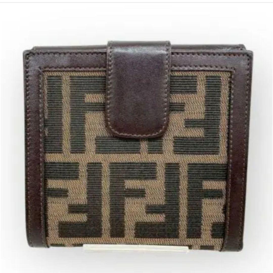【希少/美品】FENDI フェンディ ズッカ柄 FFロゴ 二つ折り財布 元箱付き