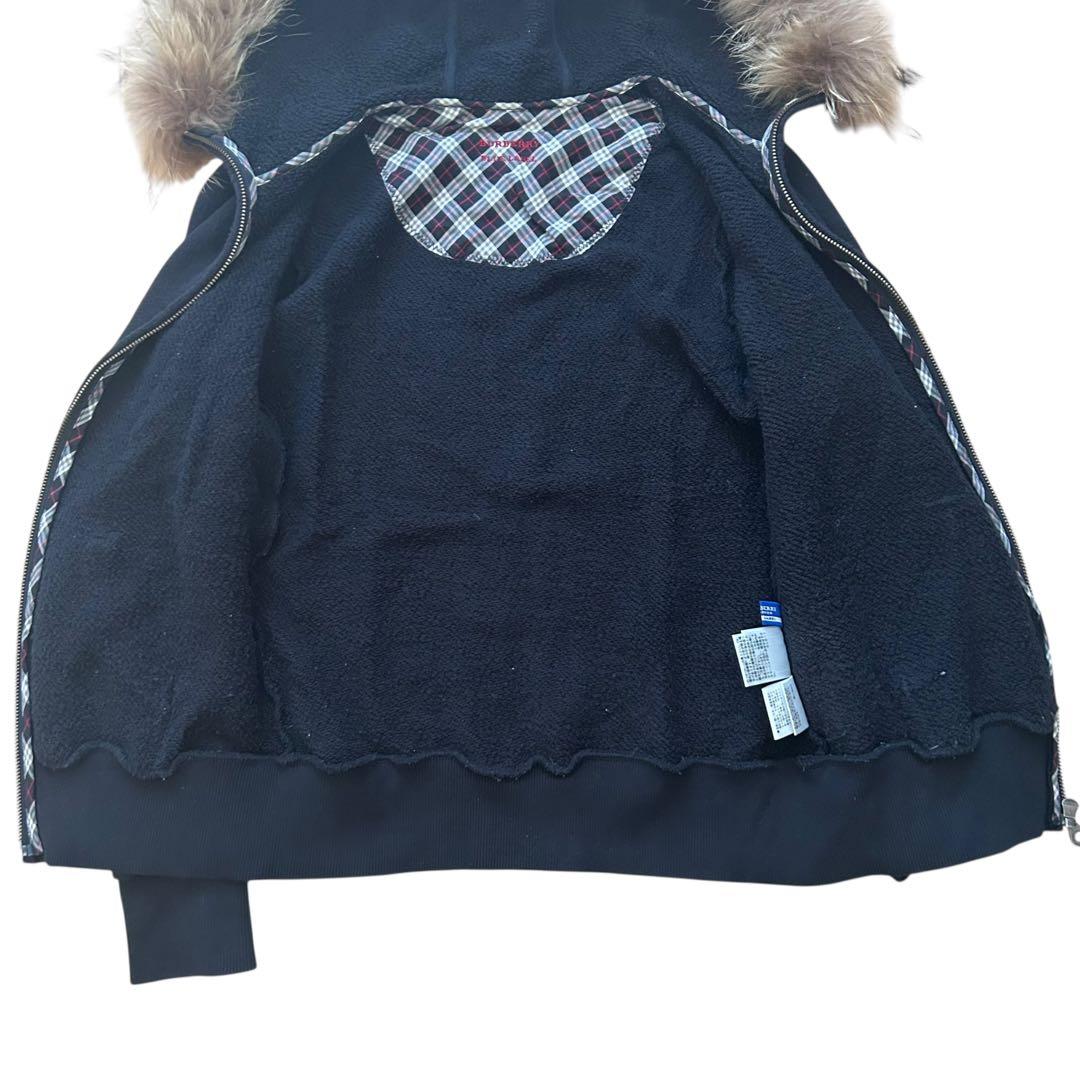 【美品】 バーバリーブルーレーベル ラクーンファー パーカー ホースロゴ M 黒