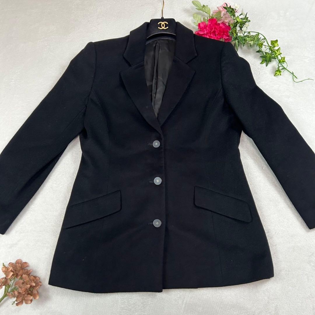 K693 M レオナール カシミヤ テーラードジャケット ブラック レディース