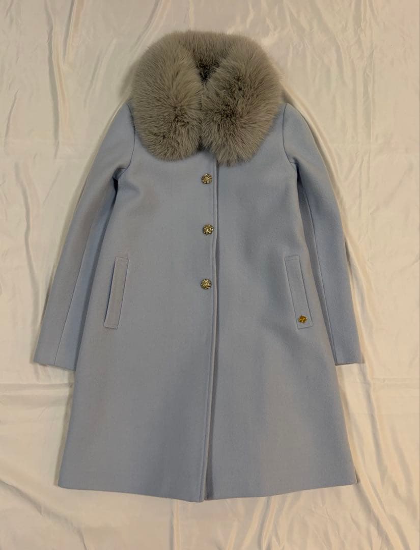 ケイトスペードキッズ、フェイクファーカラー　ウールコート、サイズ150