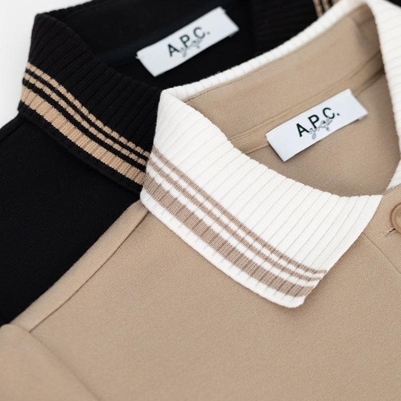 K【XS】A.P.C. 襟付きトップス ベージュ 長袖ポロシャツ