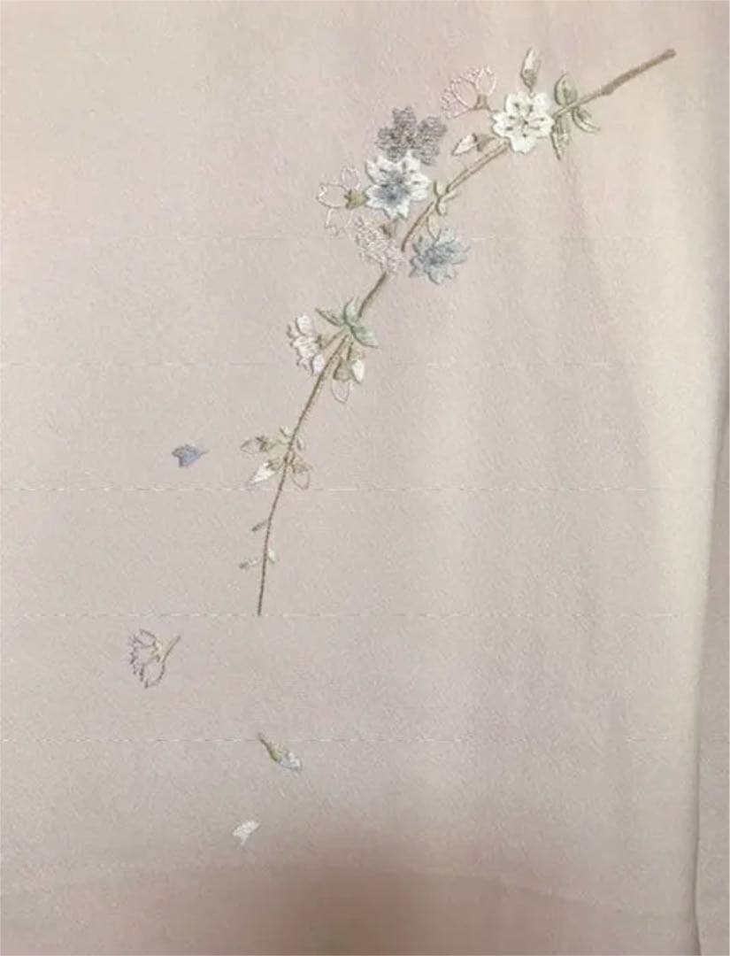 No.51刺繍訪問着【蘇州&汕頭刺繍】　ピンク地に桜　吉永小百合着用柄美品未使用