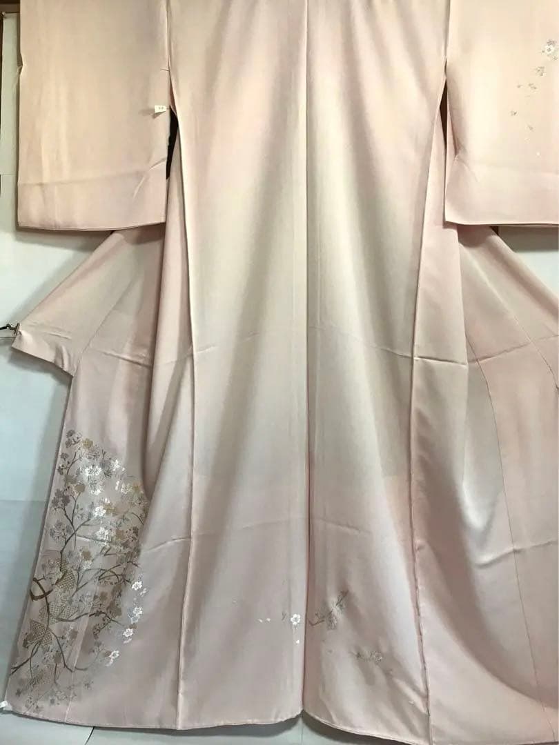 No.51刺繍訪問着【蘇州&汕頭刺繍】　ピンク地に桜　吉永小百合着用柄美品未使用