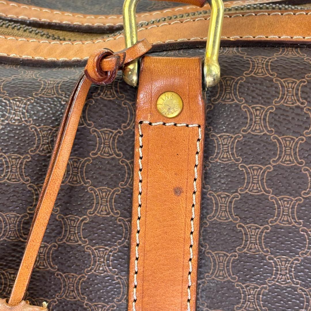 ブラウン レザーボストンバッグ ドットパターン