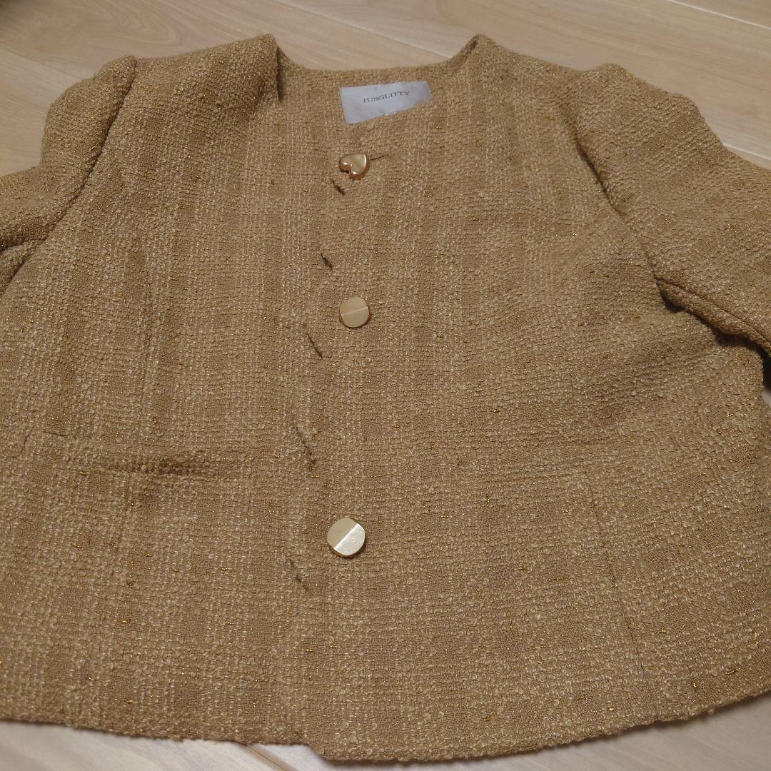 新品未使用タグ付 JUSGLITTY 2WAYボタンジャケット 9号 キャメル