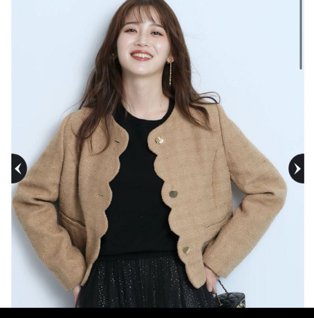 新品未使用タグ付 JUSGLITTY 2WAYボタンジャケット 9号 キャメル