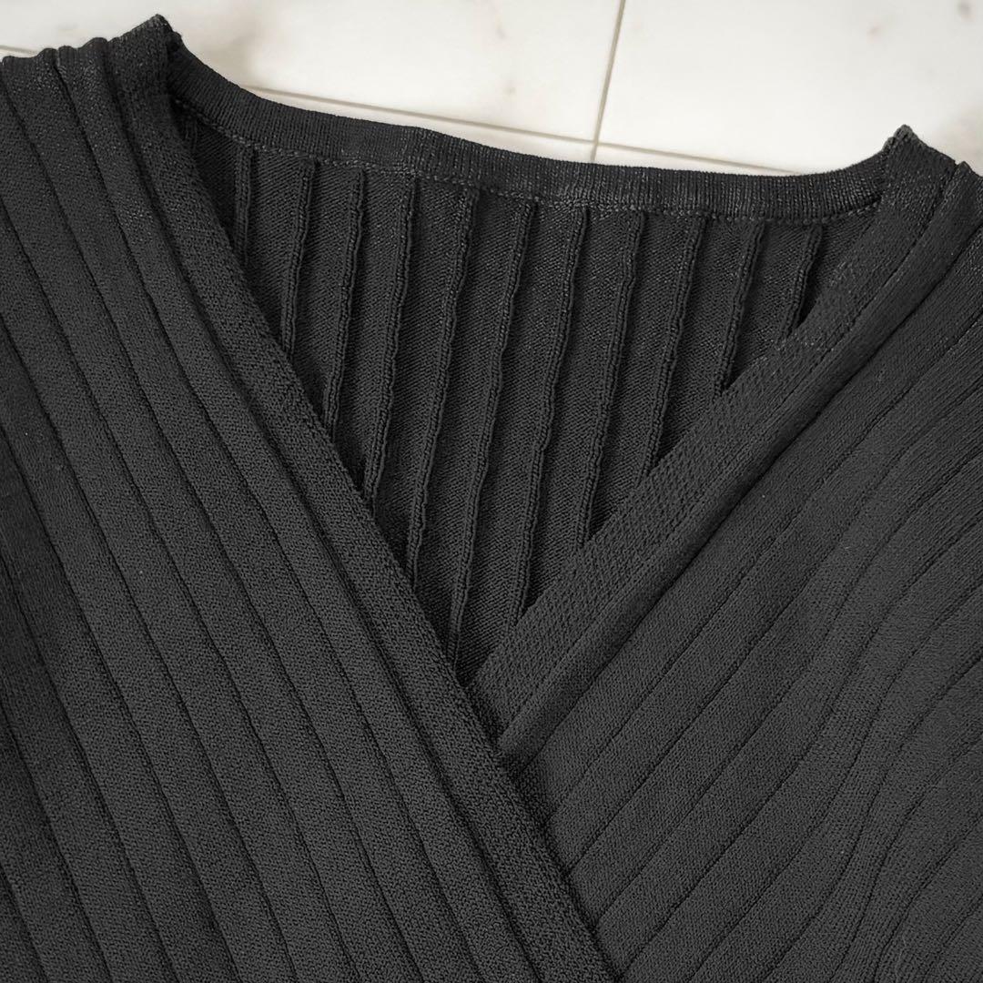 美品　クリーニング済✨ダイアグラム　配色プリーツカシュクールニットワンピース