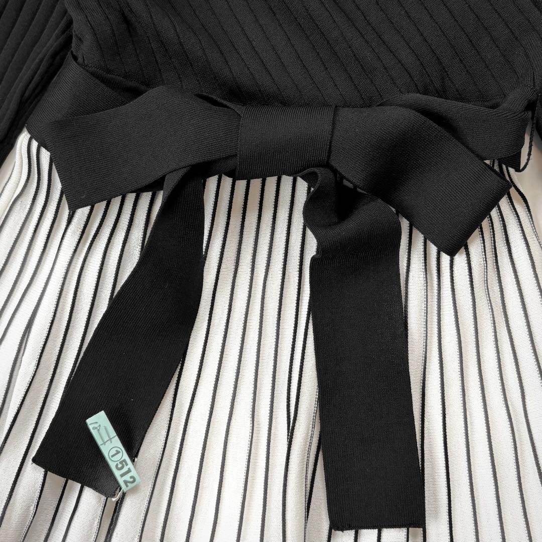 美品　クリーニング済✨ダイアグラム　配色プリーツカシュクールニットワンピース