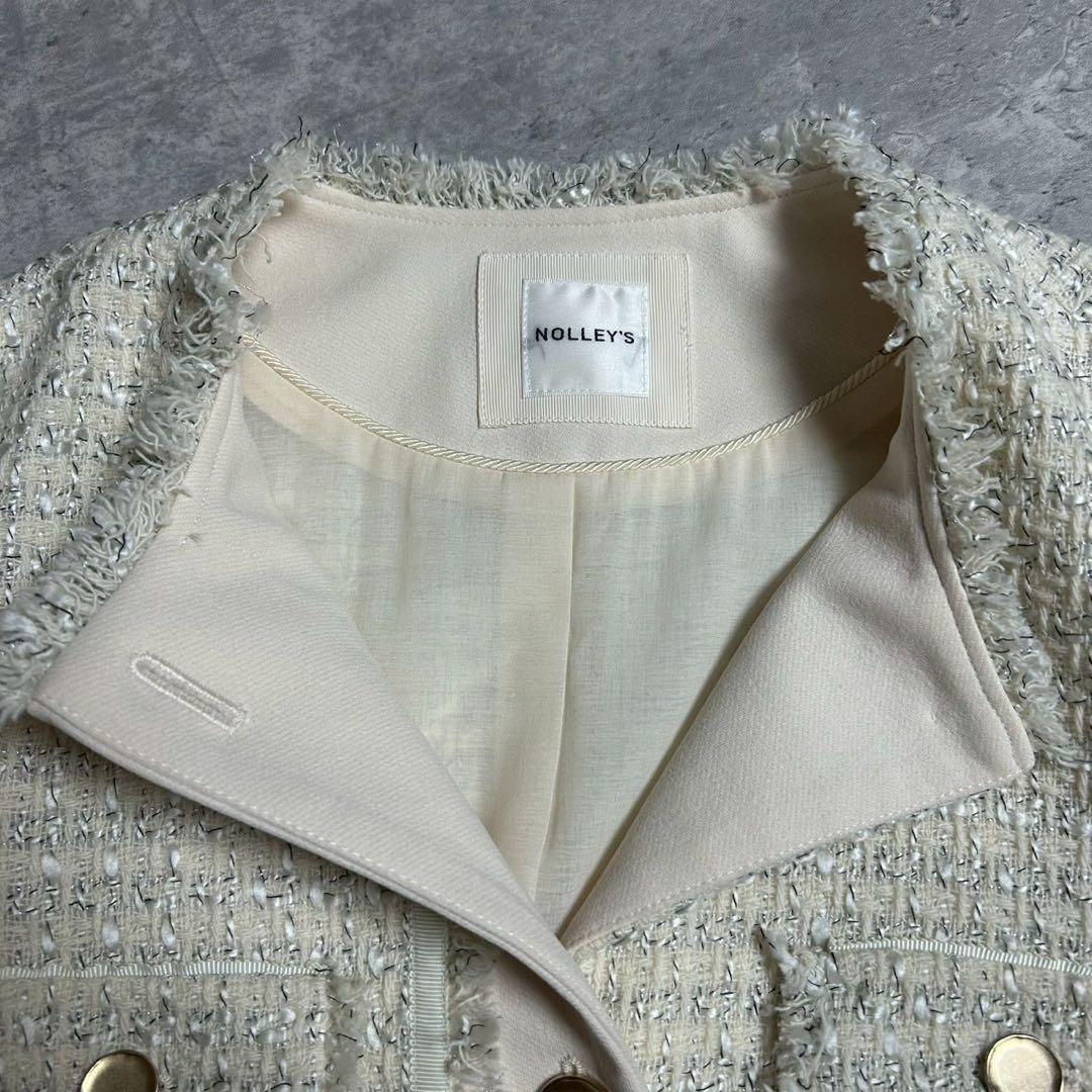 美品 NOLLEY’S ノーリーズ ツイードジャケット ノーカラー フォーマル