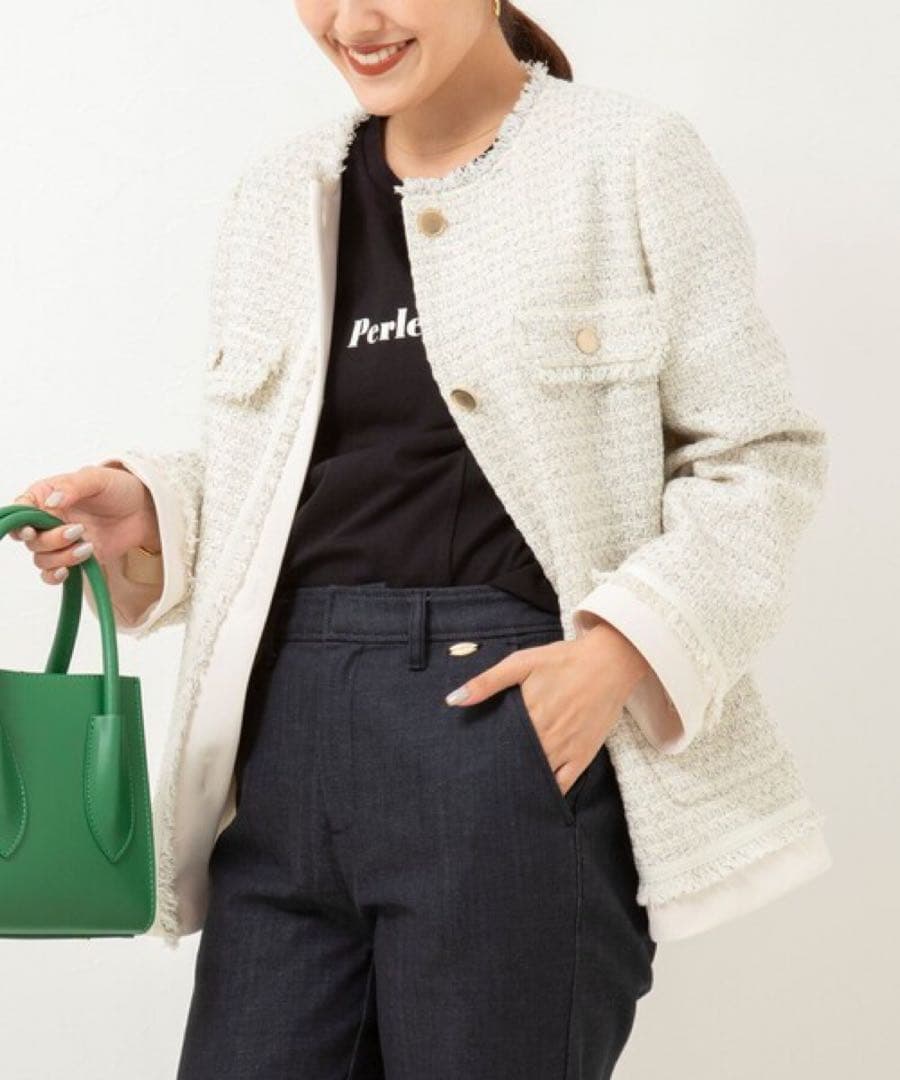 美品 NOLLEY’S ノーリーズ ツイードジャケット ノーカラー フォーマル