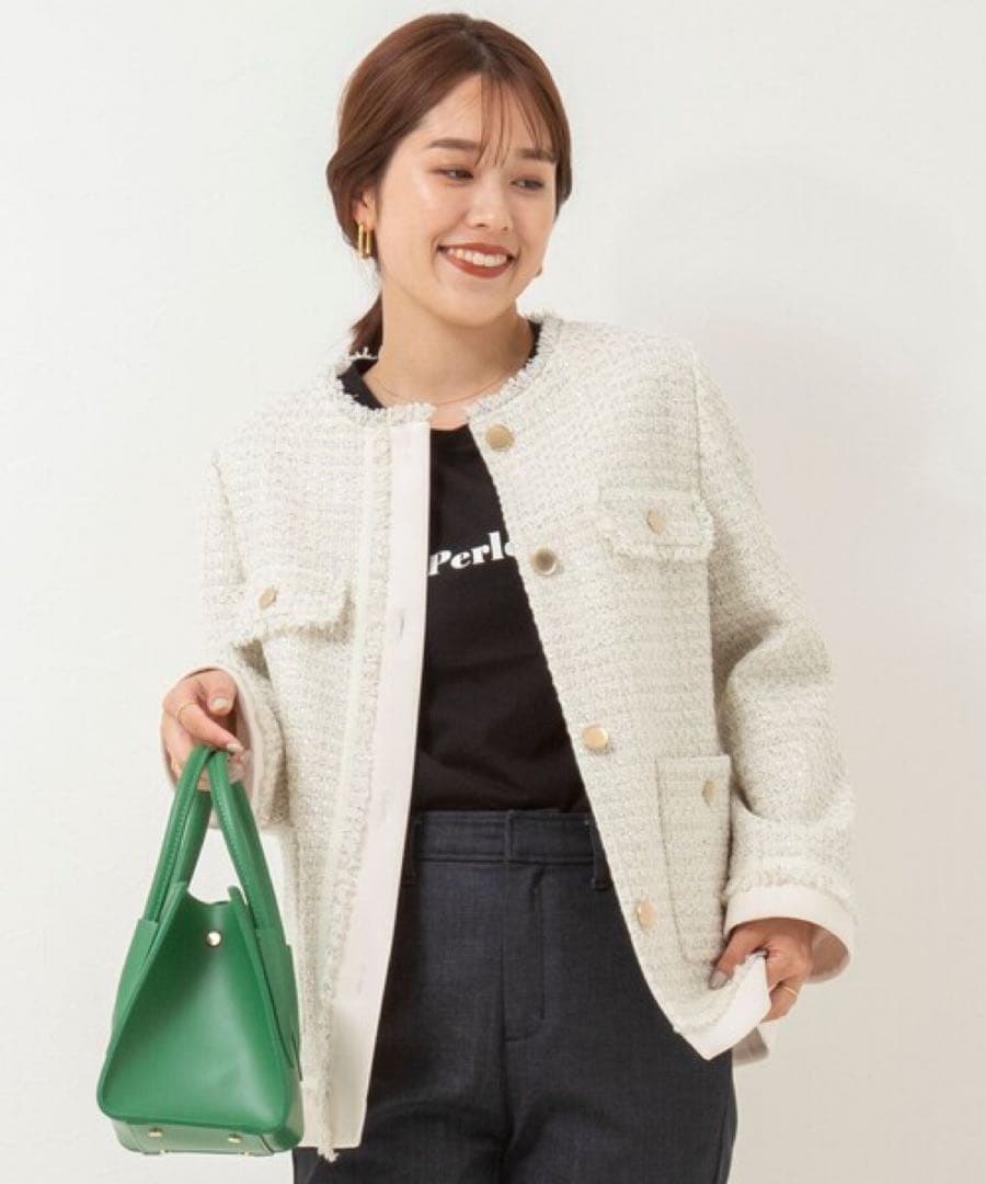 美品 NOLLEY’S ノーリーズ ツイードジャケット ノーカラー フォーマル