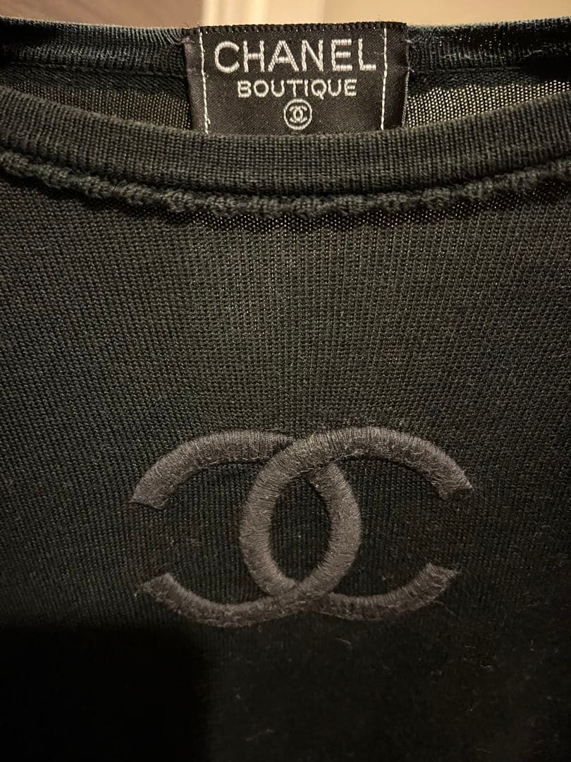 正規品　CHANEL ブラック Tシャツ CCロゴ刺繍