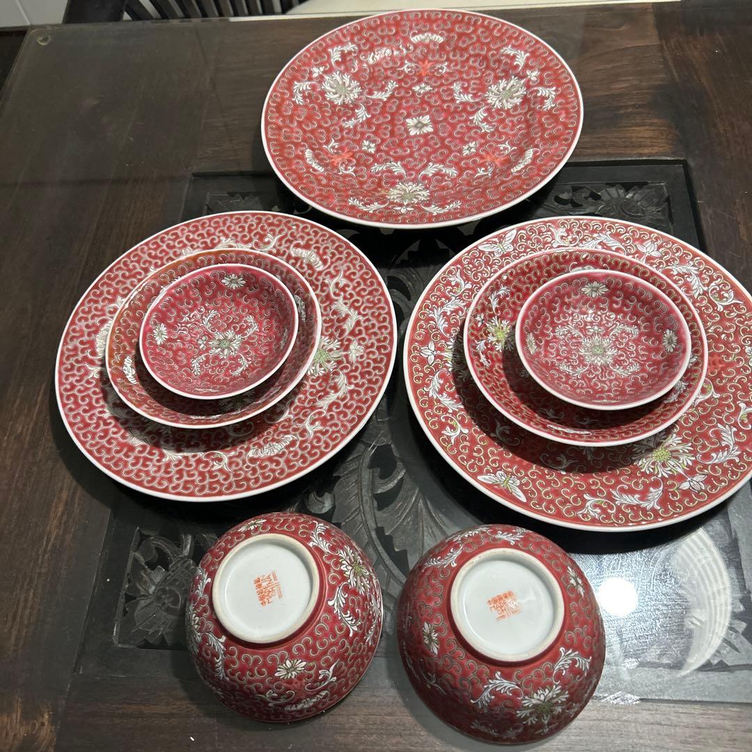 中国　景徳鎮　皿セット&ご飯茶碗　9点