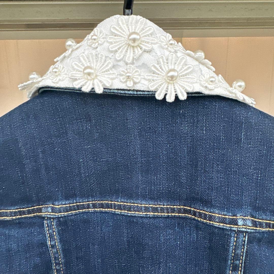 【完売商品】新品未使用/Adonisis/デニムジャケット/パールフラワー装飾