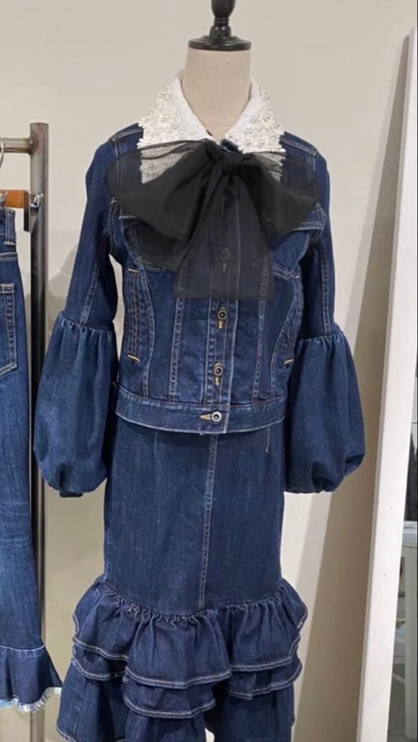 【完売商品】新品未使用/Adonisis/デニムジャケット/パールフラワー装飾