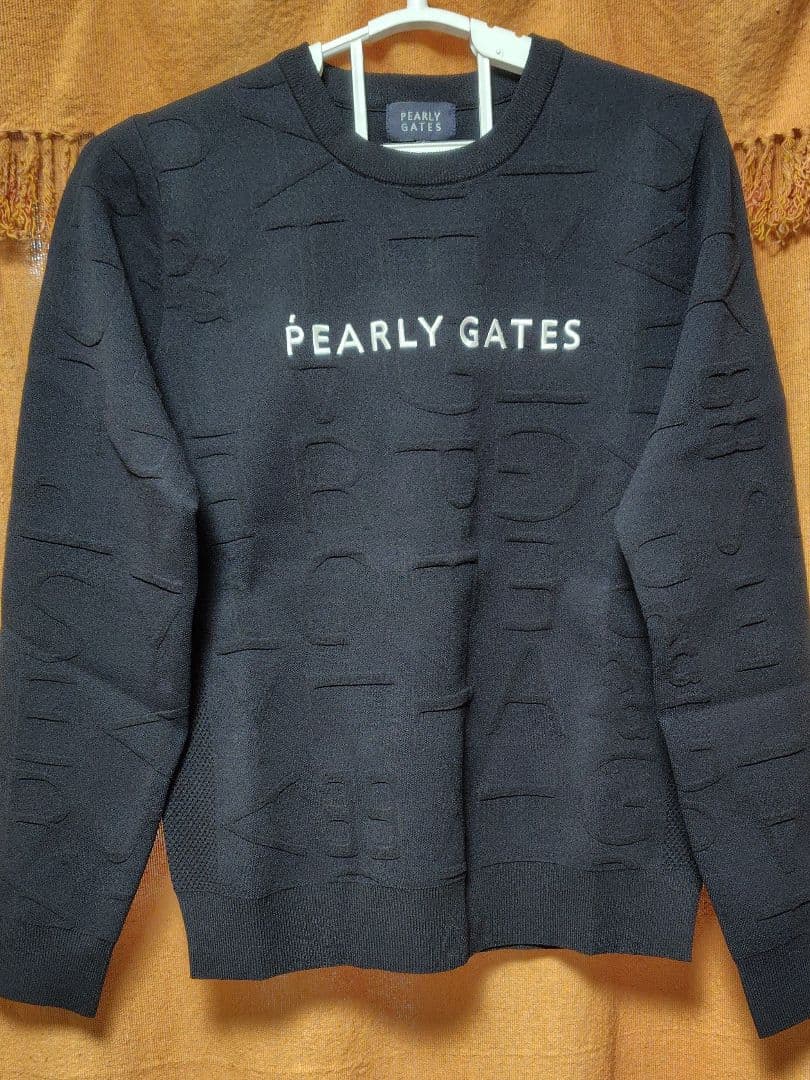 チャーミン様パーリーゲイツ　クルーネック 総柄ロゴニット　ネイビー サイズ2