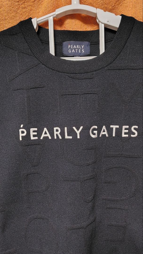 チャーミン様パーリーゲイツ　クルーネック 総柄ロゴニット　ネイビー サイズ2