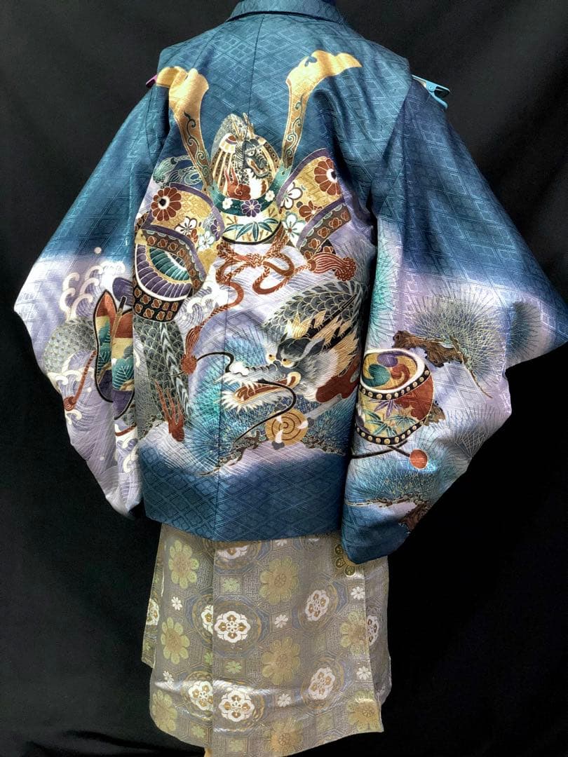 七五三 5歳　男の子　兜　龍　羽織　着物　袴　セット　男児　753 五歳