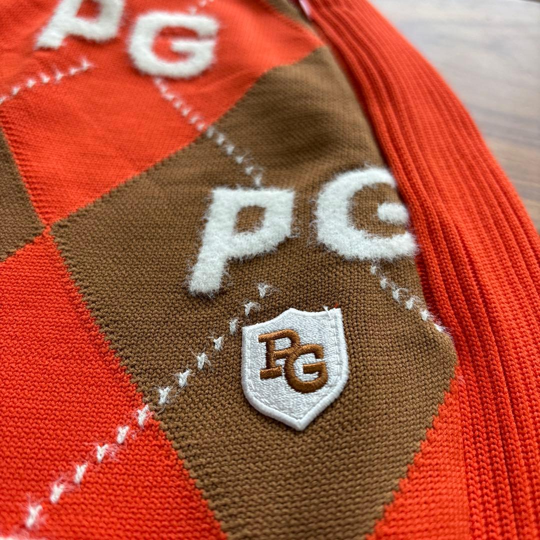 【新品】パーリーゲイツ　サイズ２　アーガイル柄＋モール ニットスカート　オレンジ