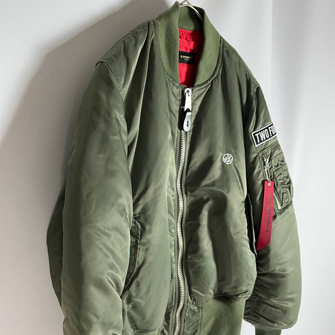 未使用級 ALPHA 24KARATS MA-1 フライトジャケット 刺繍ロゴ