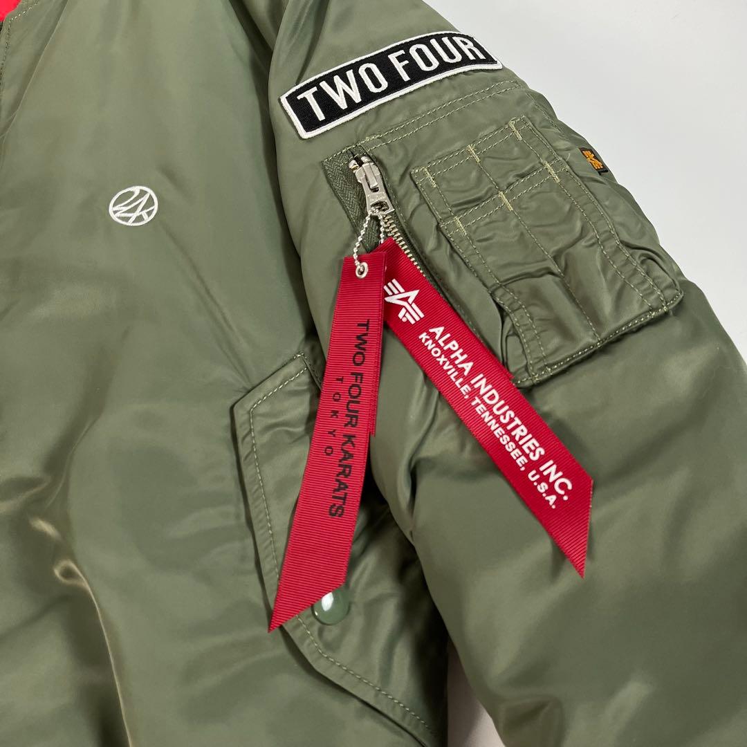 未使用級 ALPHA 24KARATS MA-1 フライトジャケット 刺繍ロゴ