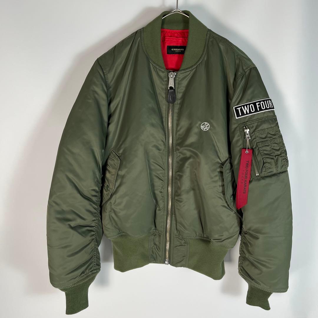 未使用級 ALPHA 24KARATS MA-1 フライトジャケット 刺繍ロゴ