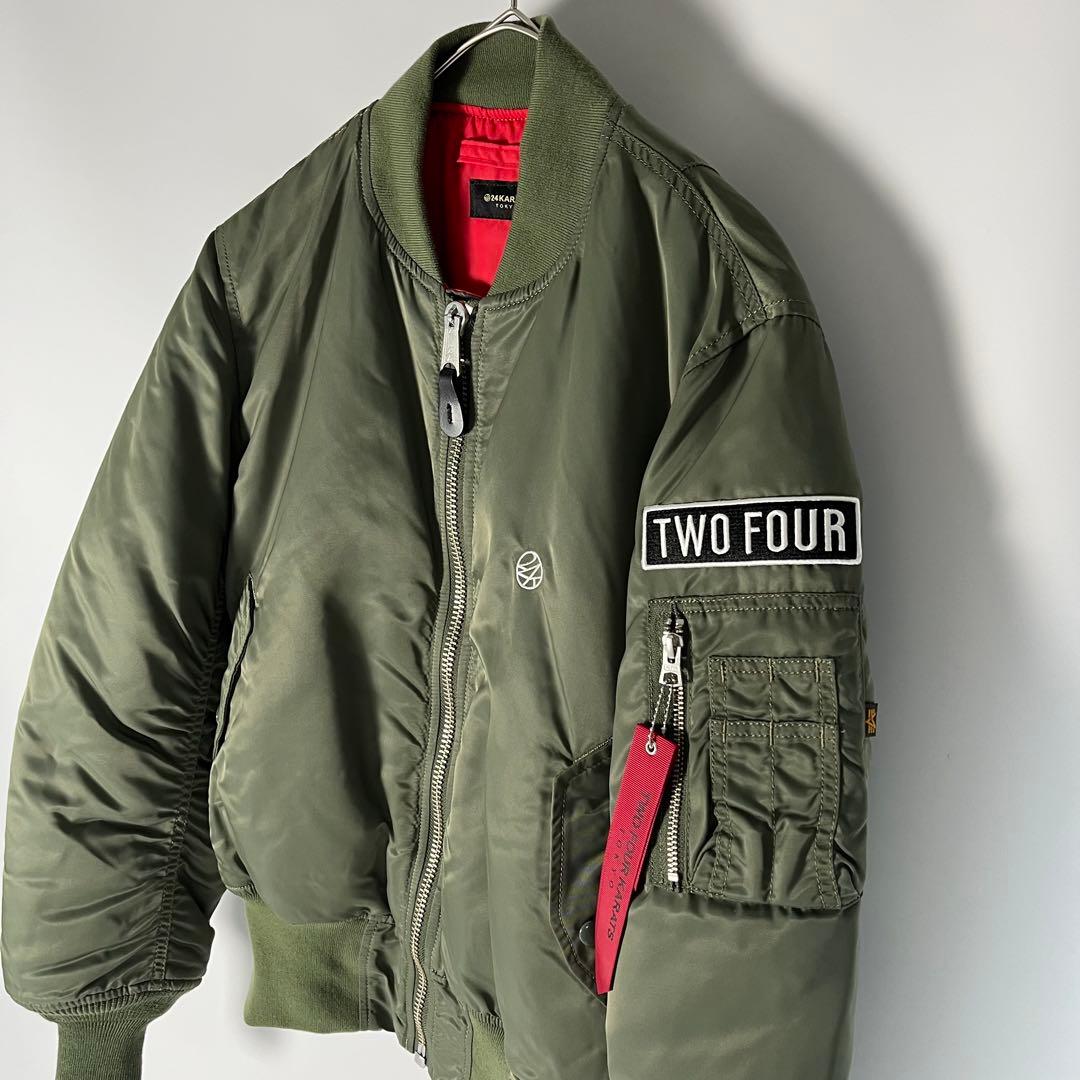 未使用級 ALPHA 24KARATS MA-1 フライトジャケット 刺繍ロゴ