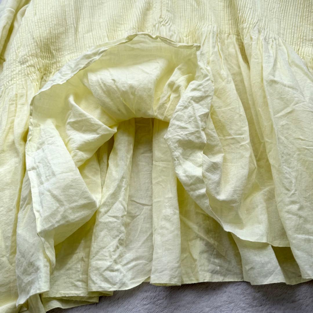 メゾンドソイル ピンタック チュニック ブラウス レモンイエロー インド綿