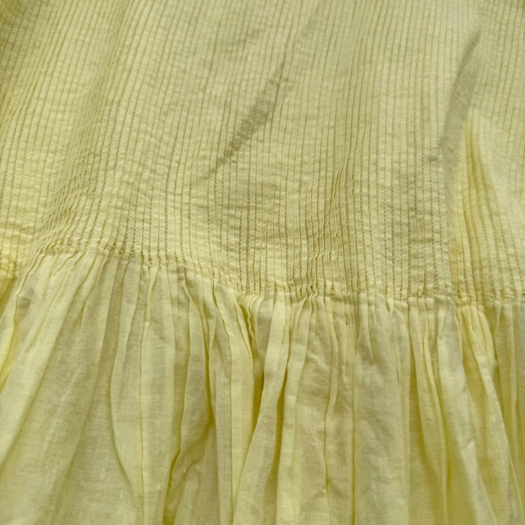 メゾンドソイル ピンタック チュニック ブラウス レモンイエロー インド綿