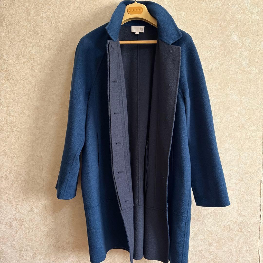 TSEセイ一重仕立てカシミヤ100% ロングステンカラーコート L