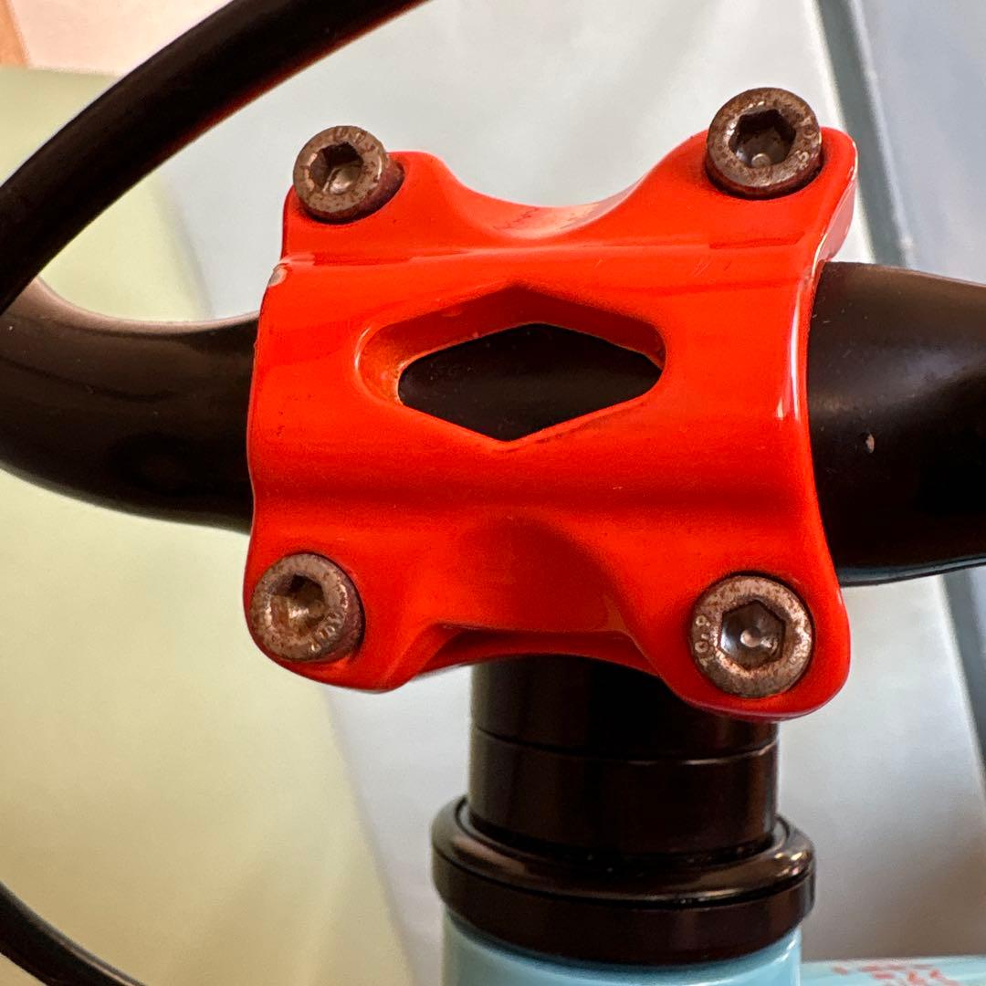 ヨツバサイクル　14インチ　ラムネブルー　子供用自転車 水色オレンジ 補助輪付き