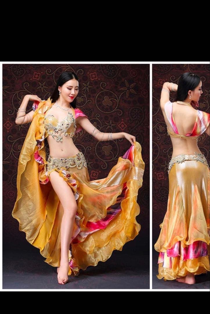 ベリーダンスセットアップ ゴールド ピンク