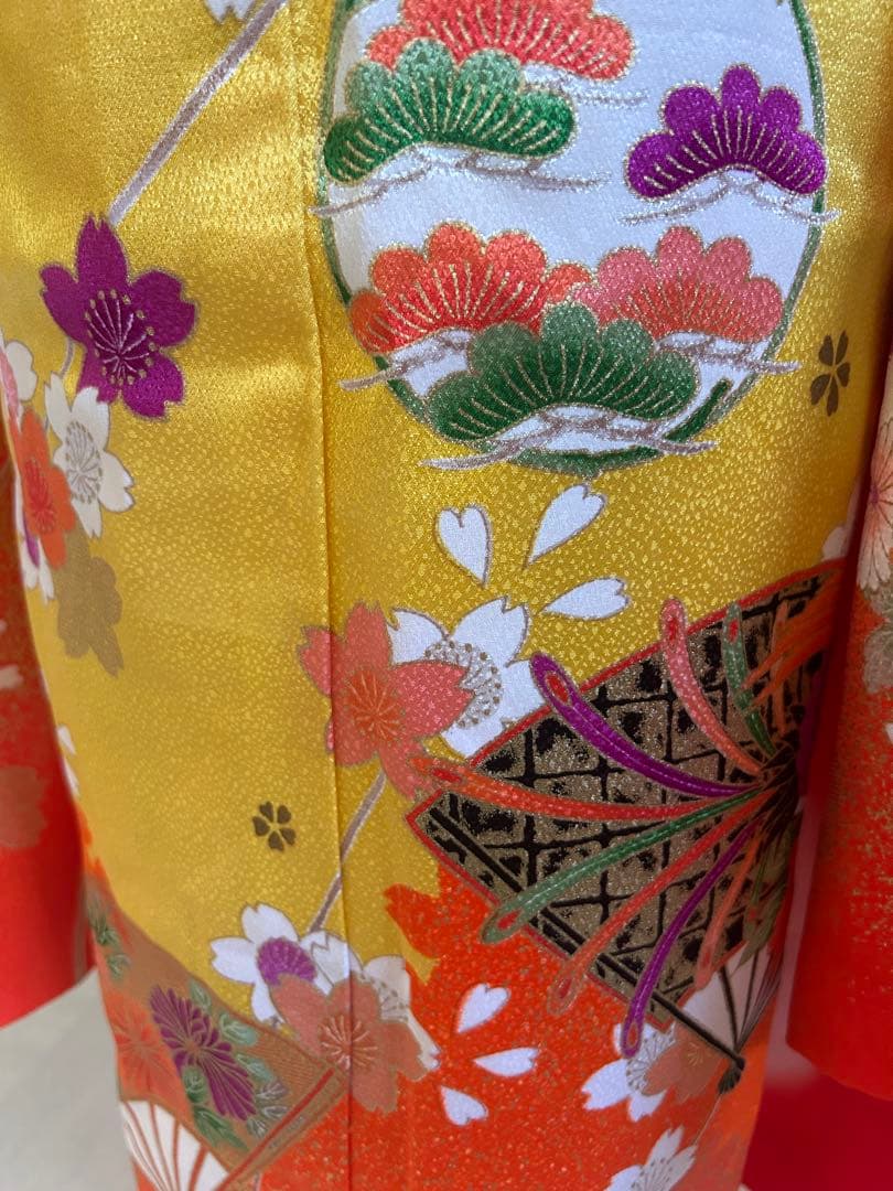 7歳　七五三　正絹着物、古典柄　帯　帯揚げ　帯締めのセット