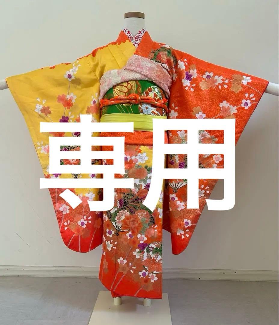 7歳　七五三　正絹着物、古典柄　帯　帯揚げ　帯締めのセット