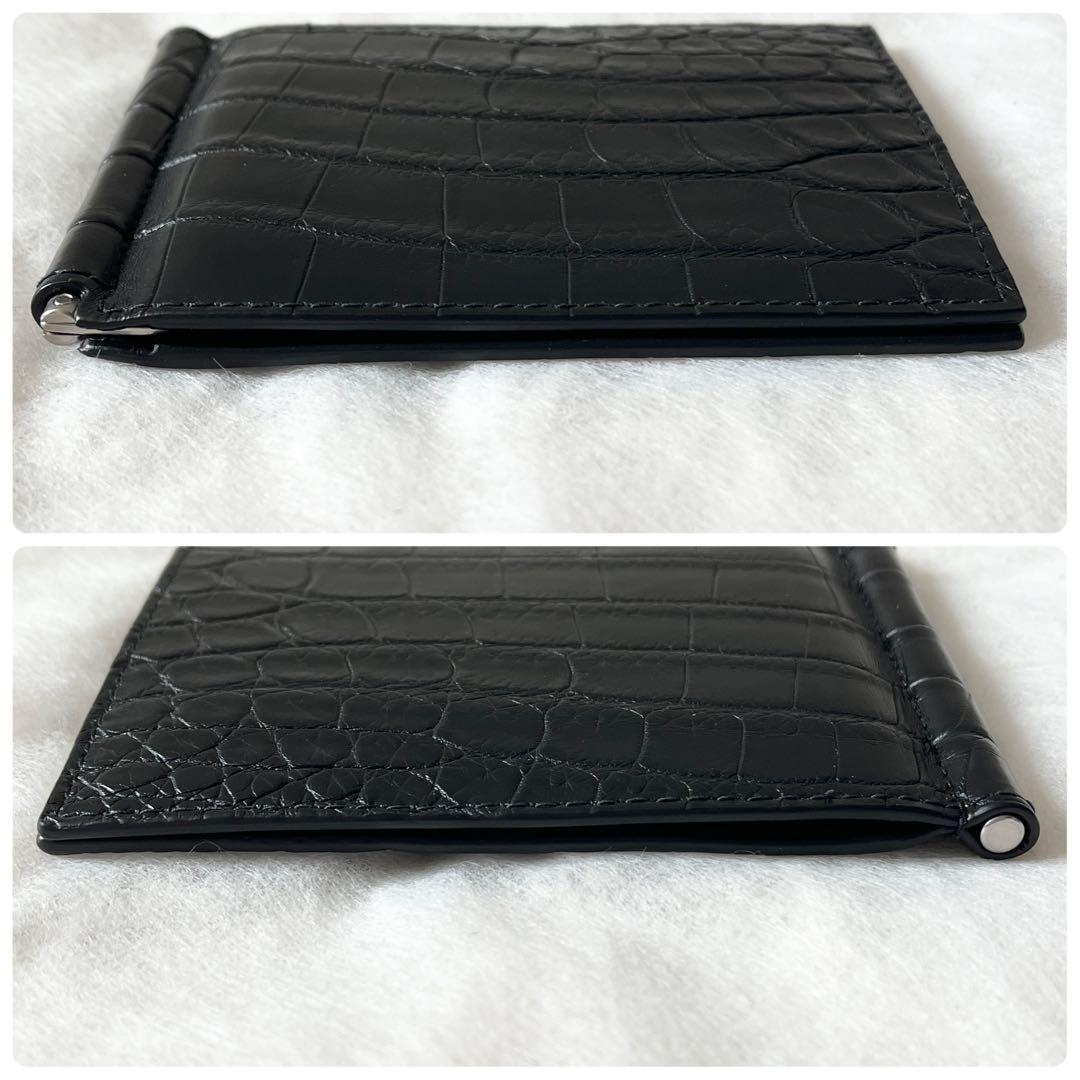ボッテガヴェネタ　マネークリップ　クロコダイル　黒　ブラック　札入れ　メンズ