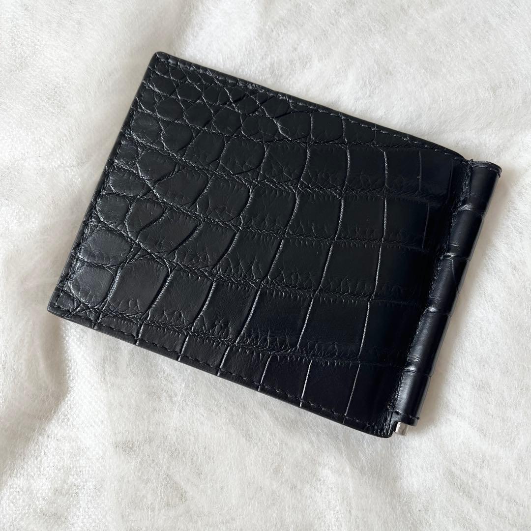 ボッテガヴェネタ　マネークリップ　クロコダイル　黒　ブラック　札入れ　メンズ