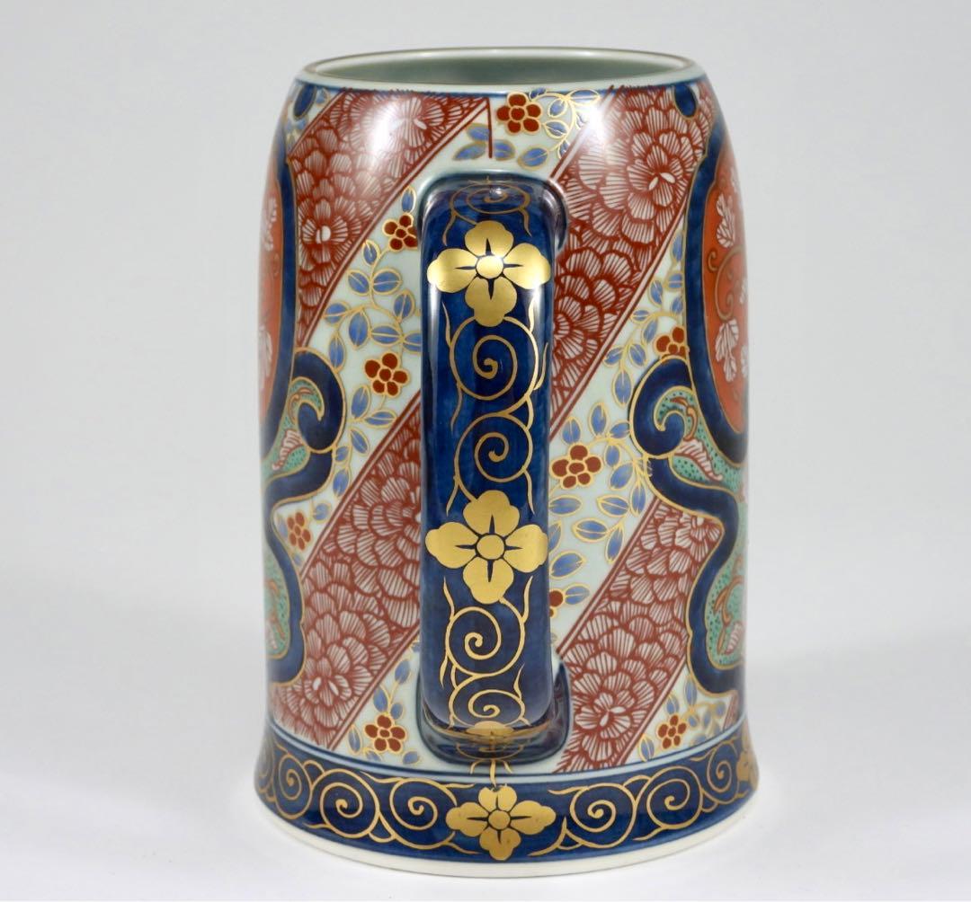 【専用】林九郎窯 二方割木甲牡丹 ジョッキ ビアジョッキ ビールジョッキ 金縁