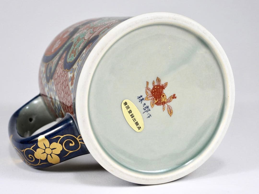 【専用】林九郎窯 二方割木甲牡丹 ジョッキ ビアジョッキ ビールジョッキ 金縁