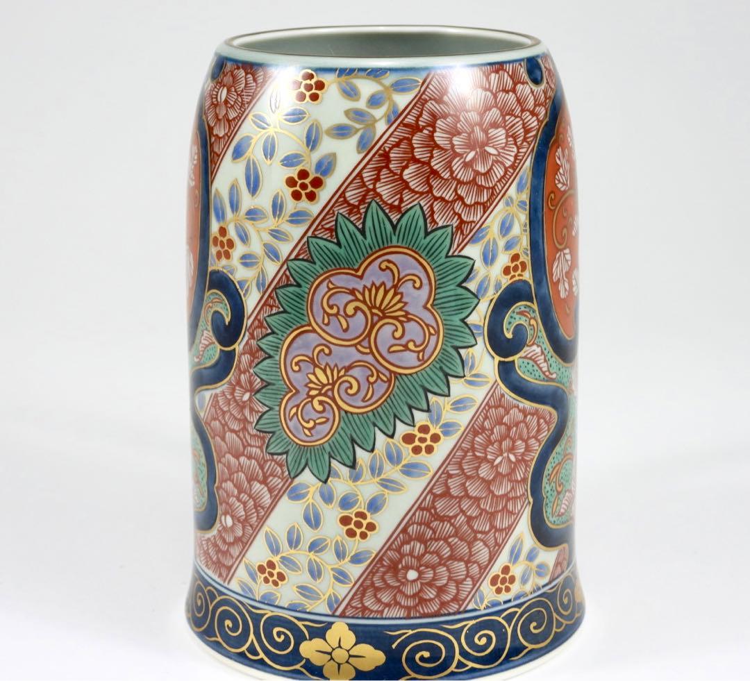 【専用】林九郎窯 二方割木甲牡丹 ジョッキ ビアジョッキ ビールジョッキ 金縁