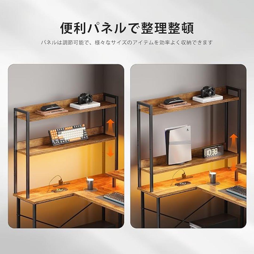 L字型パソコンデスク ブラウン