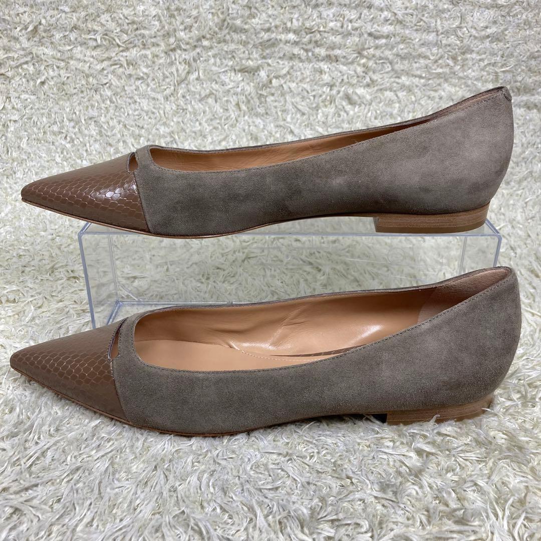 『未使用級』ペリーコ アネッリ フラットパンプス 型押し スエード　39