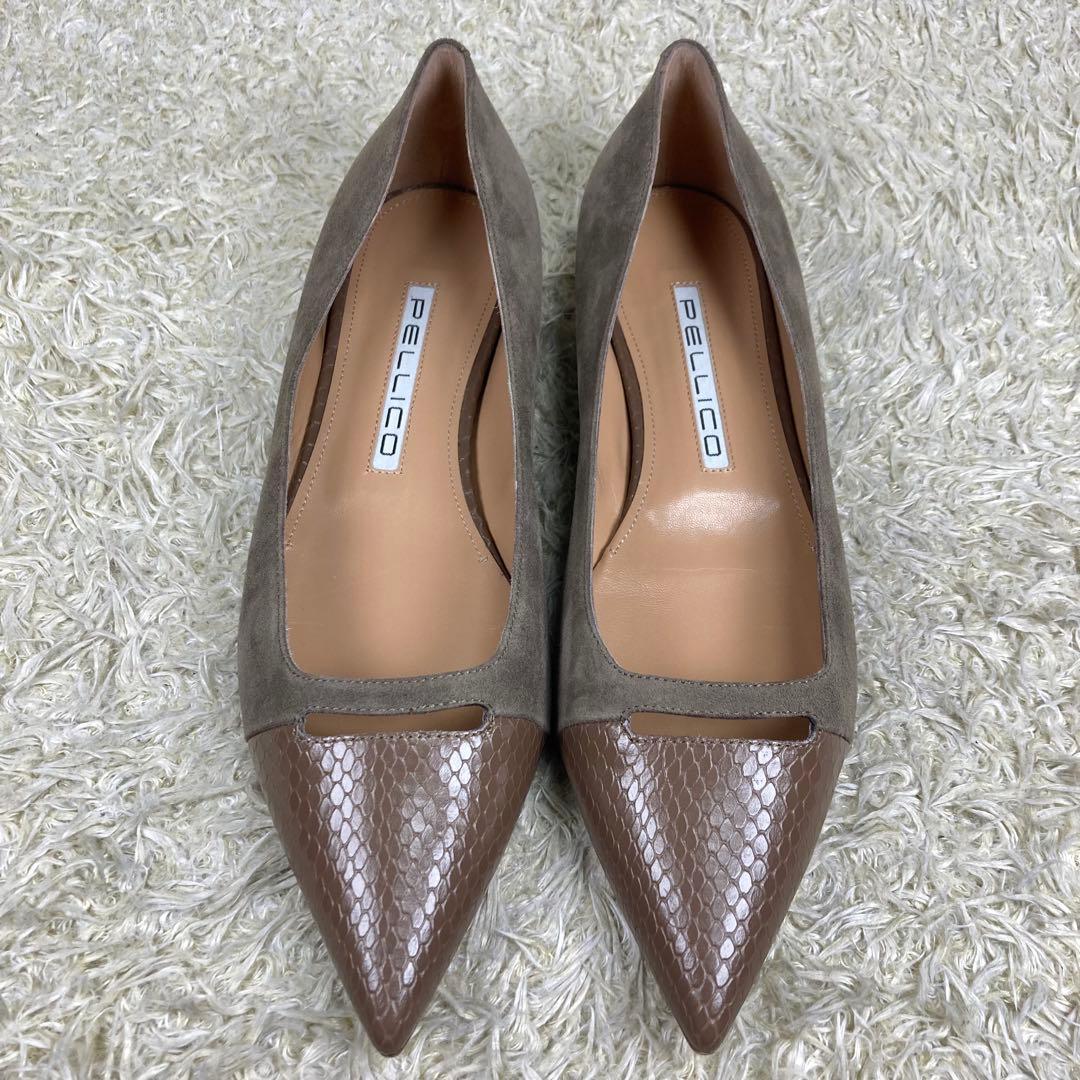 『未使用級』ペリーコ アネッリ フラットパンプス 型押し スエード　39