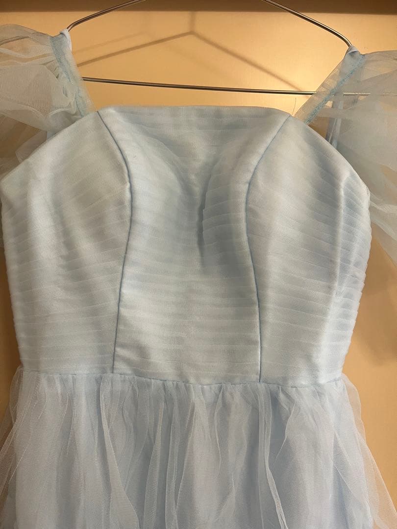 カラードレス　ウエディングドレス　ブルー　シャーベット