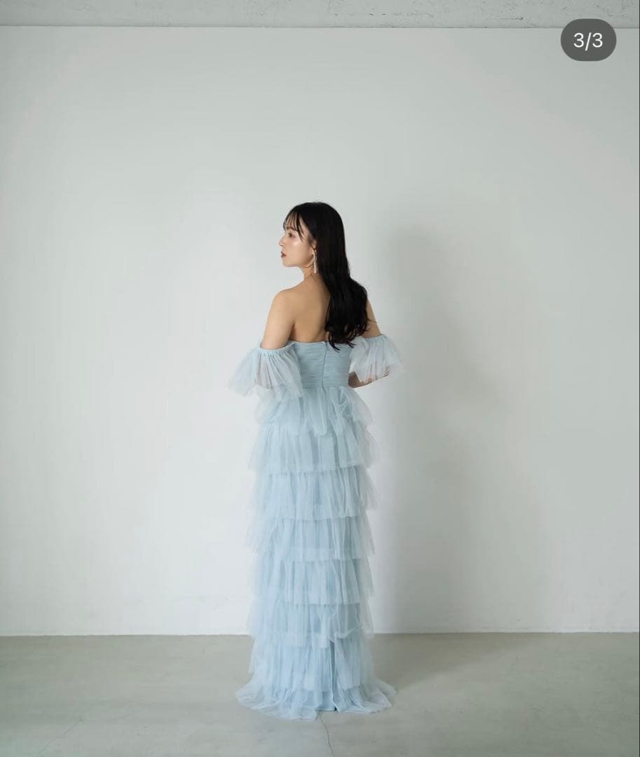 カラードレス　ウエディングドレス　ブルー　シャーベット