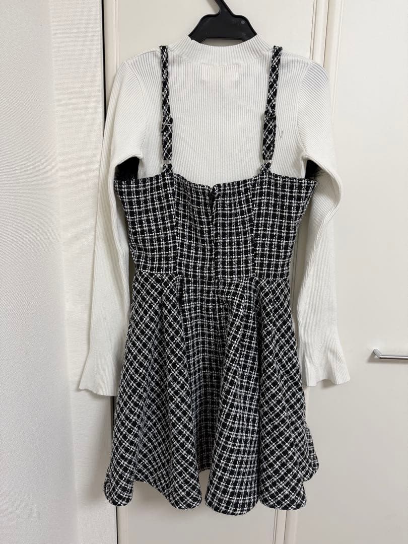 【値下げ中】ミシェルマカロン フェザーツイードニットセットワンピース