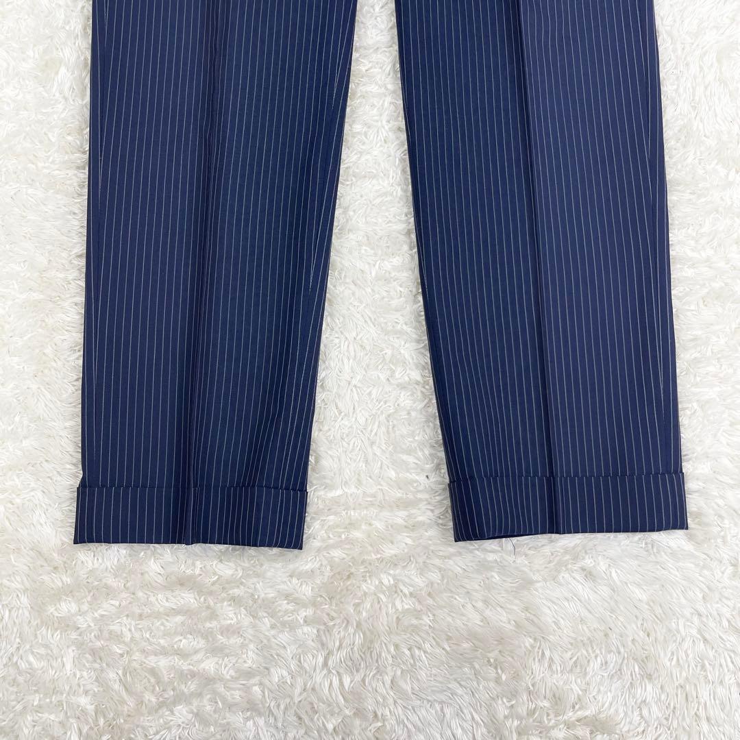 極美品 ユナイテッドアローズ ストライプ柄 セットアップ スーツ 紺 44